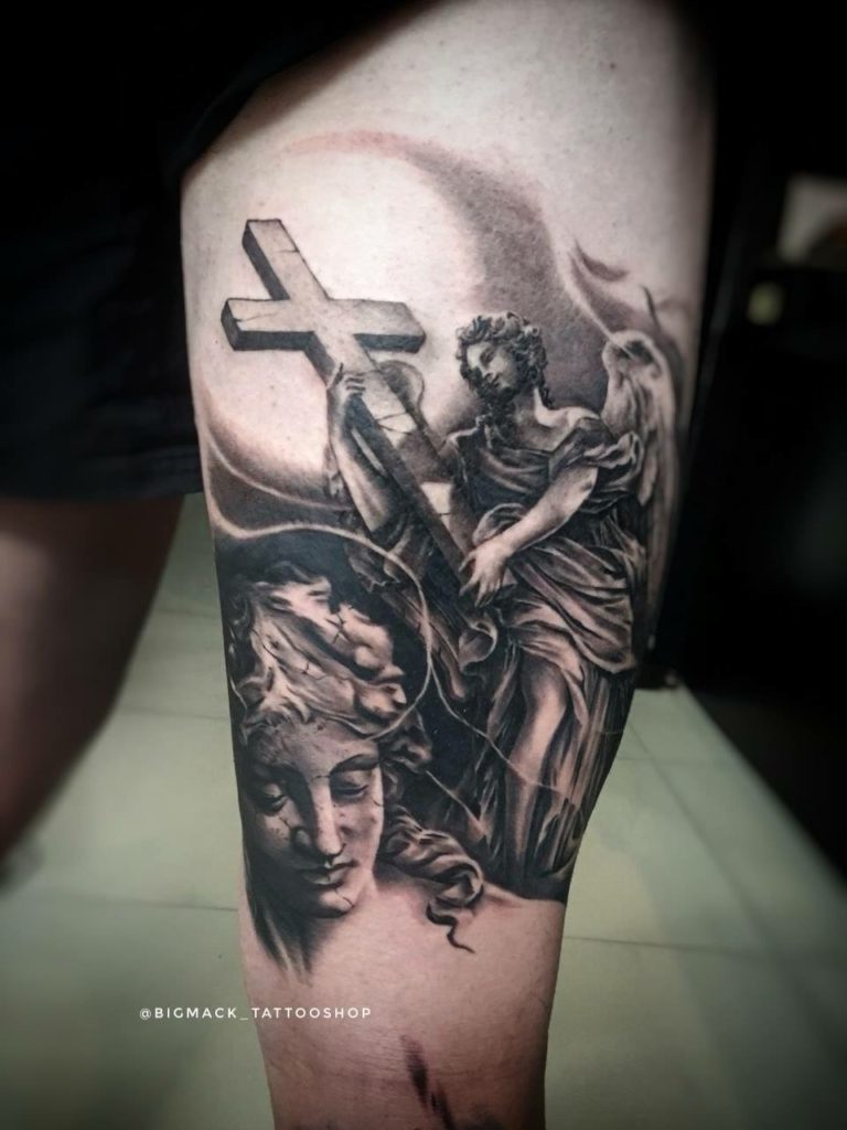 Roman Catholic tattoo by Gena Putu Bali