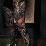 Japanese dragon leg sleeve tattoo by Lokub La Tattuu