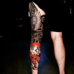 Japanese Daruma Doll Sleeve Tattoo by Lokub La Tattuu