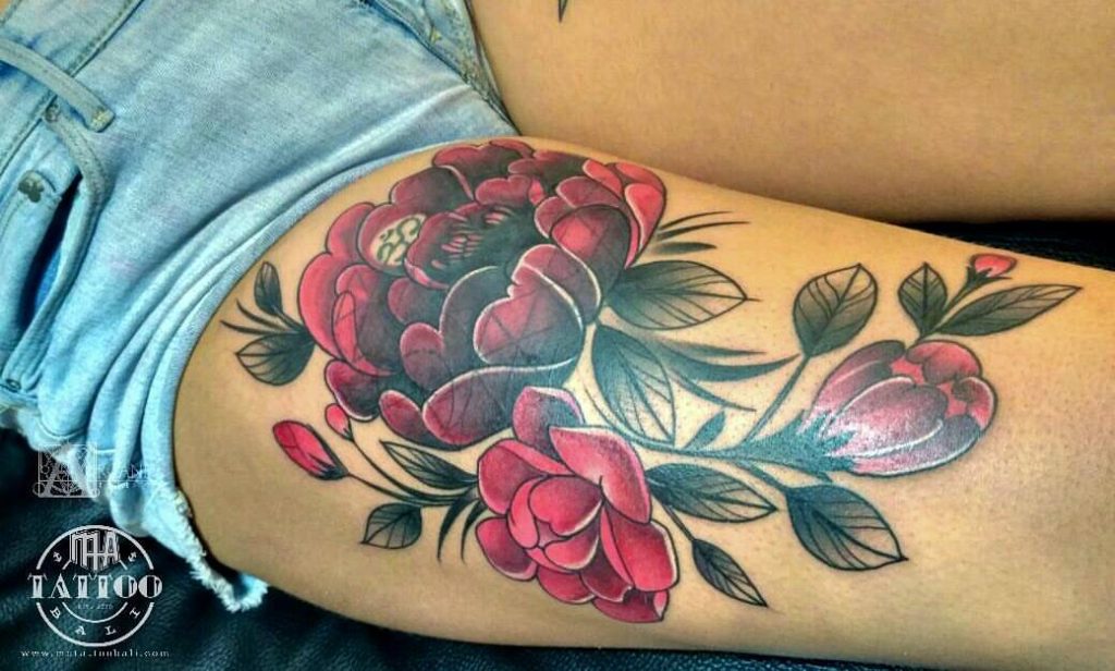 flower cover up by Kink Tattoo at MA Tattoo Bali May 2017