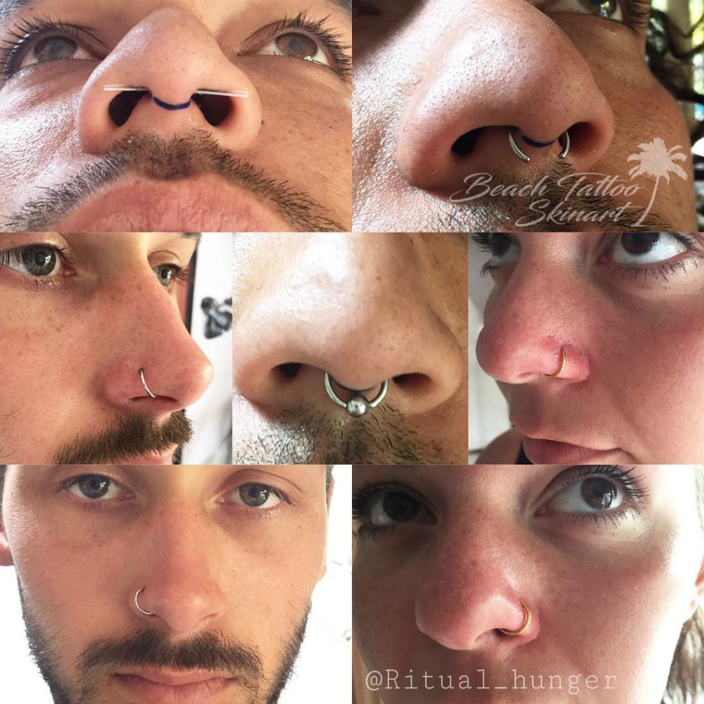 Bali septum and nostril piercings with nose rings Canggu