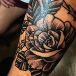 Old school black rose tattoo by Adjul