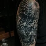 Oriental tiger half sleeve by Prima MA TATTOO