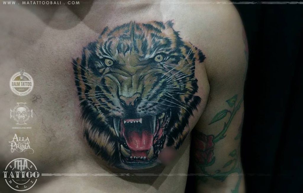 Growling tiger color tattoo by Prima - MA TATTOO