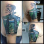 Agung Volcano in color by Warsa tattoo Ubud