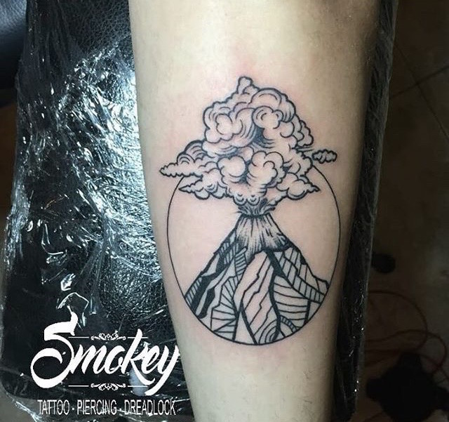 Bali volcano tattoo by Smokey