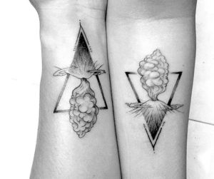 Line and dotwork volcano tattoos by bachtz Bali