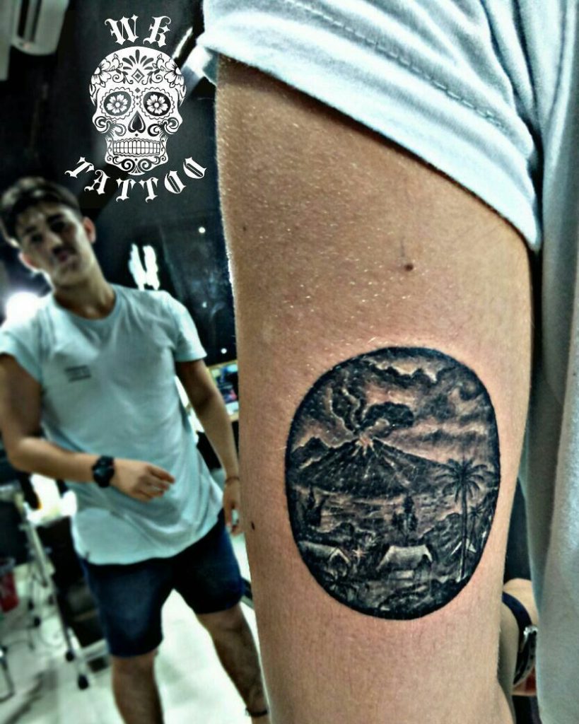 Mt Agung Volcano Tattoo by WK Tattoos Seminyak