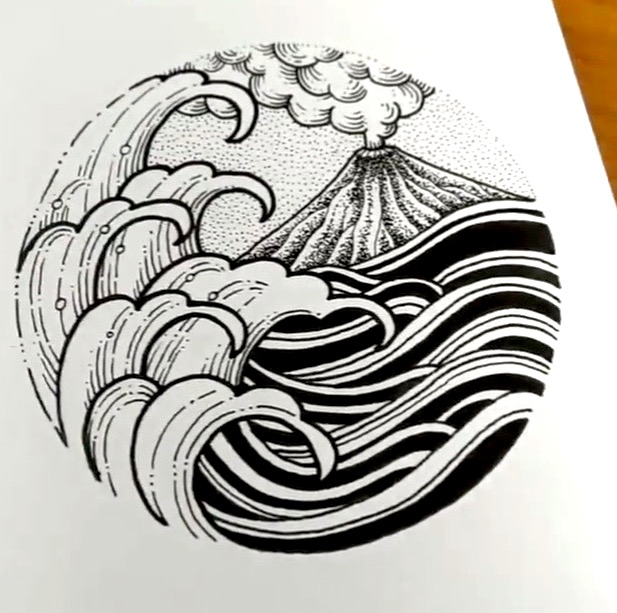 Bali volcano tattoo design by Steel Ink