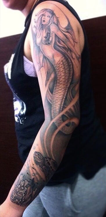 Mermaid sleeve by novacuztom_tattoo Kuta Bali