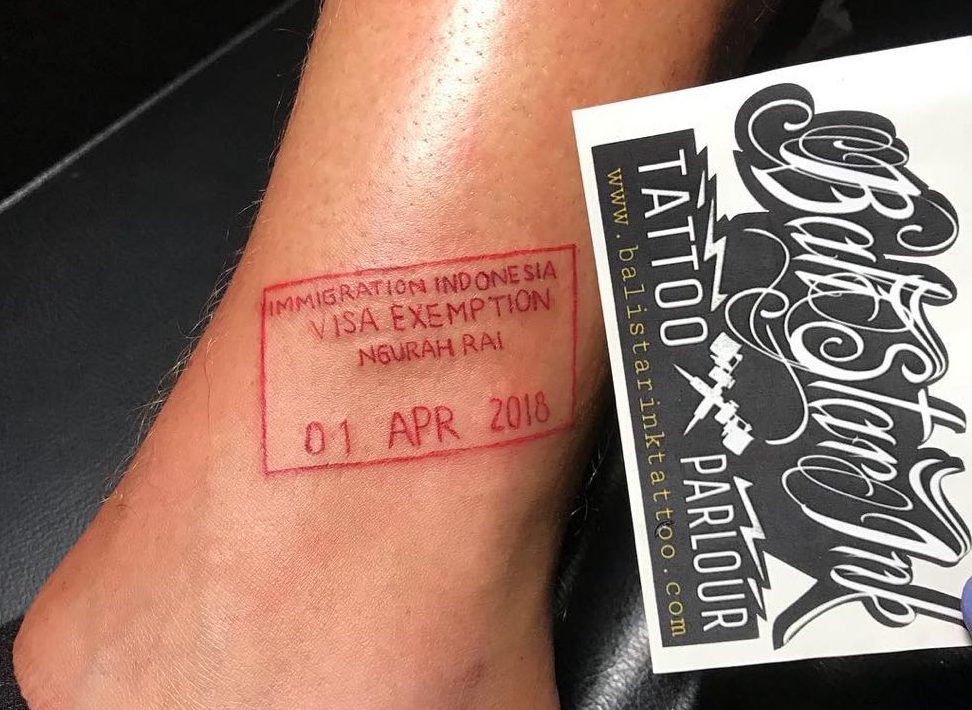 Red Tattoo Passport Stamp by Bali Star Ink