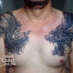 Phoenix and Dragon Chestpiece by Kecil Ezr West Coast Ink Bali