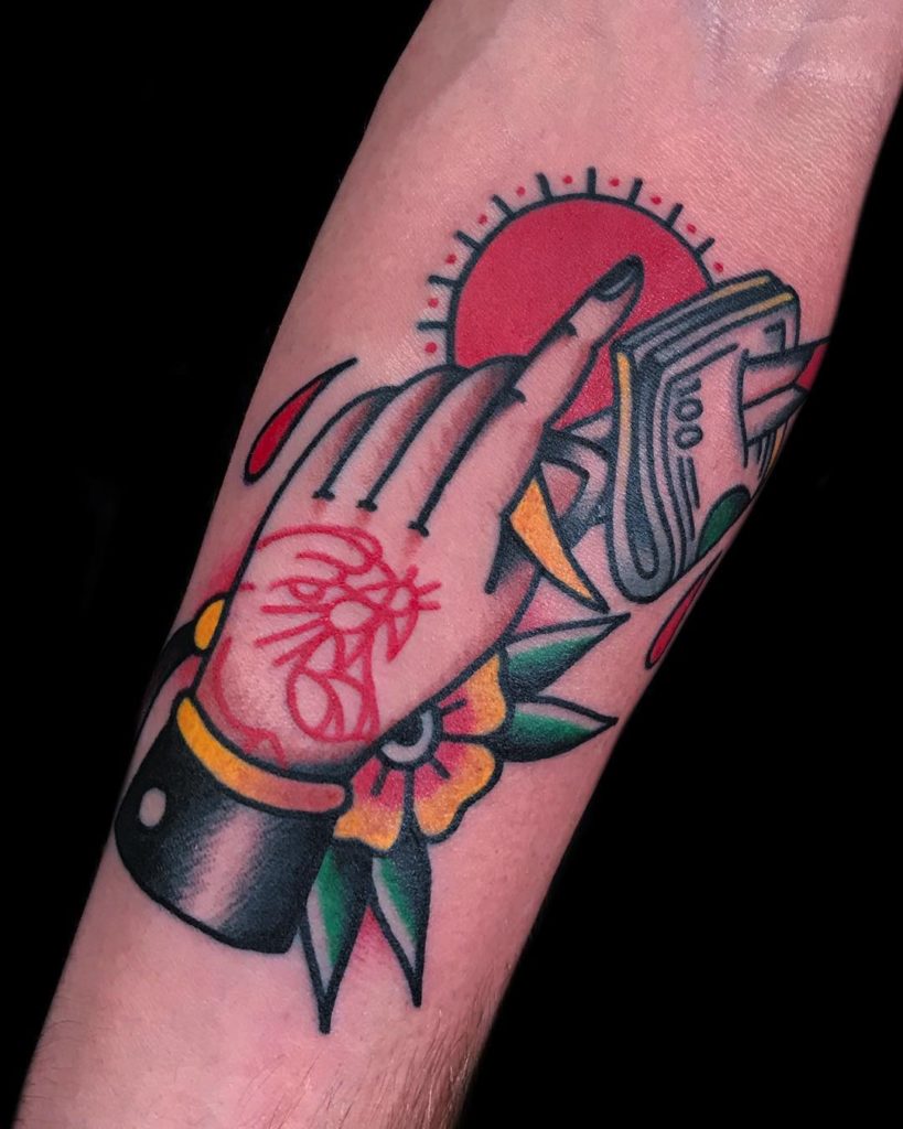 Red line tattoo old school by Guntur Gunz Tattoo