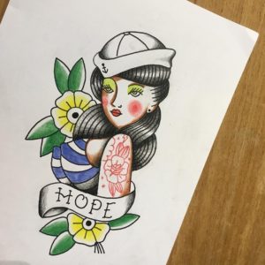 HOPE sailor design with red tattoos 