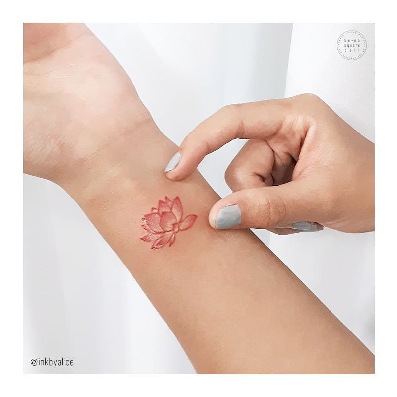 White and red lotus tattoo Bali