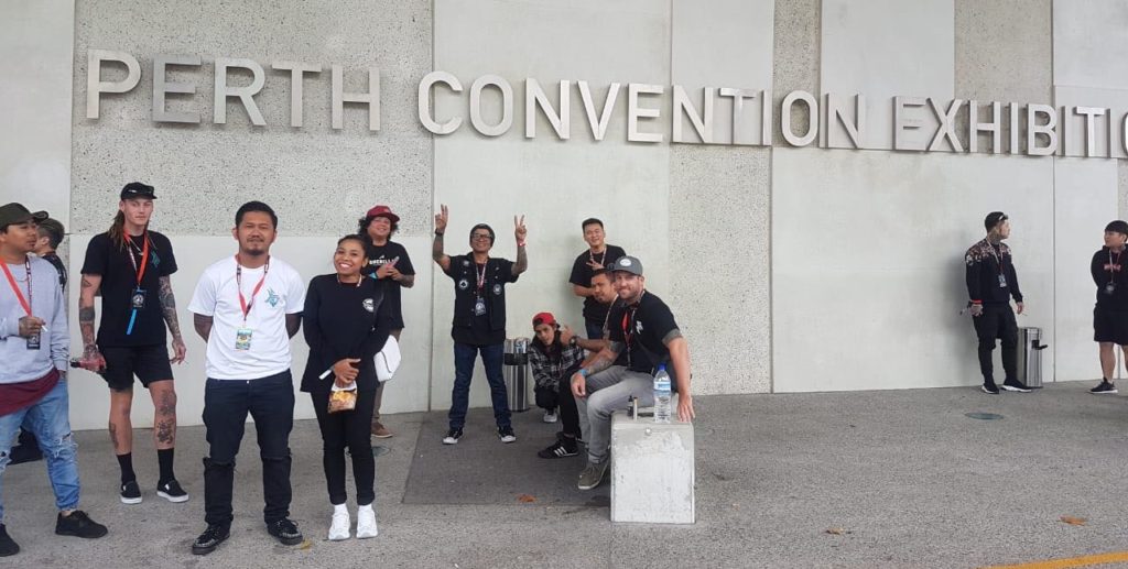 Bali artists outside Perth Convention Center before the 2018 tattoo expo