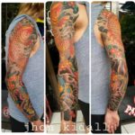 Koi sleeve color tattoo by Jhon Kidal Bali