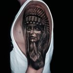 Native American portrait tattoo sleeve by Ata Ink Bali tattoo artist