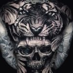 Tiger skull backpiece by Ata Ink