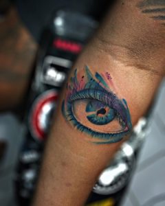 Watercolor eye tattoo by I Gede Persada @gedurtattoonew_official