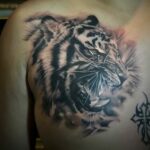 growling tiger chestpiece by onal seminyak tattooer