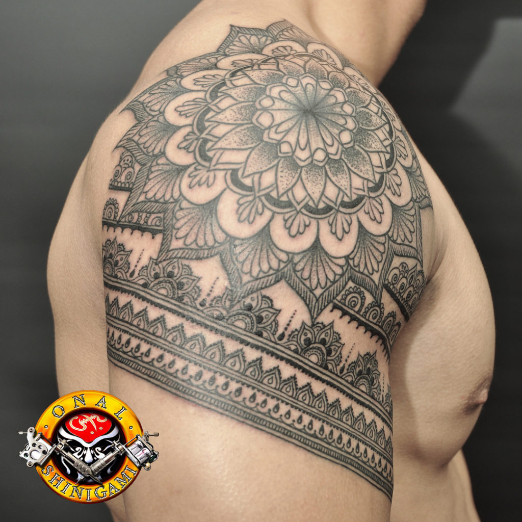 ornamental shoulder tattoo geometry mandala by onal