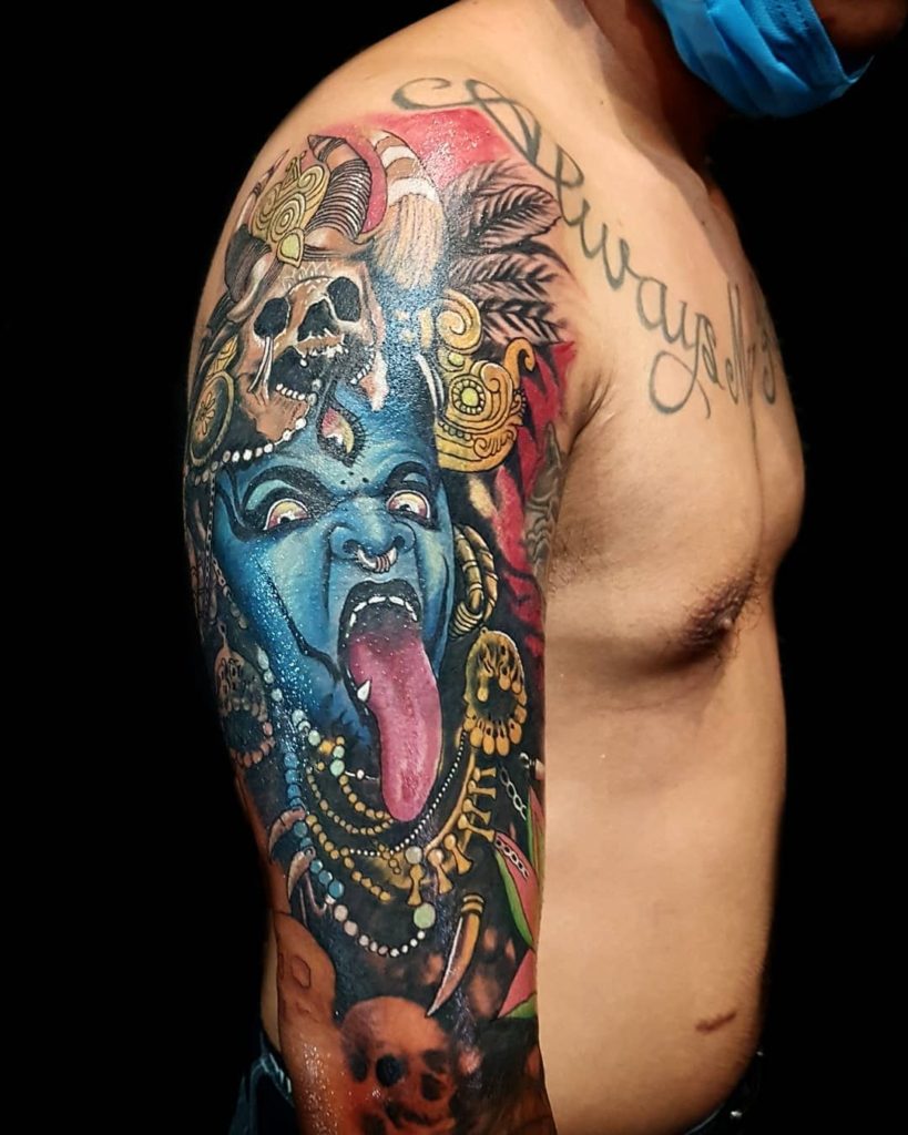 Blue Kali Tattoo Coverup by Komink Ambitious Ink Bali 2018