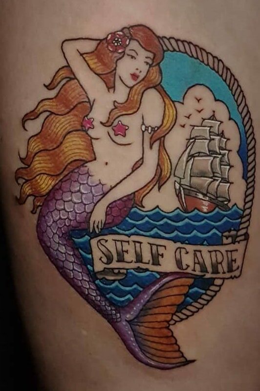 Mary Jane Tattoo Artist  Shannen got this siren evil sexy mermaid on a  bed of skulls the best kind of bed which was one of my pre drawn designs   More