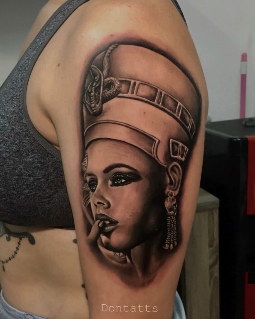 Bali tattoo artist Dontatts Egyptian portrait