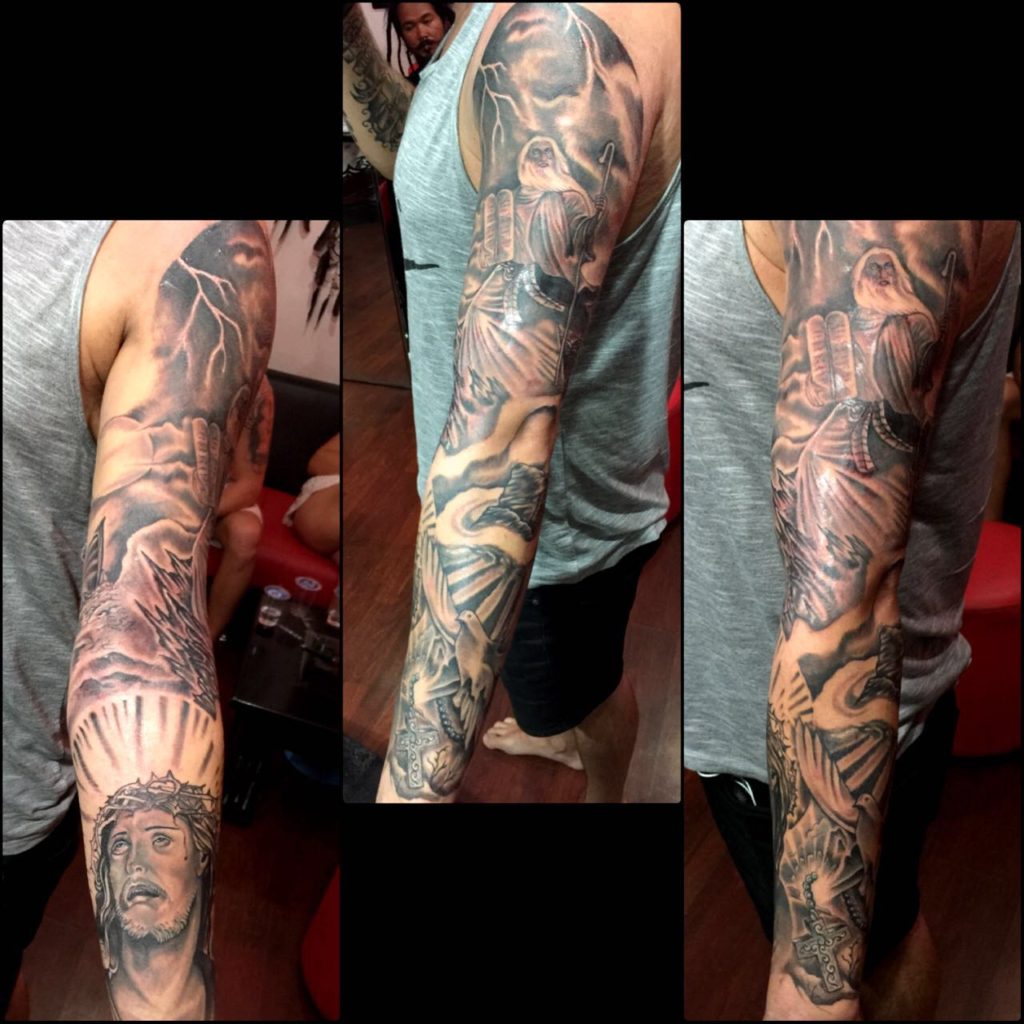 Lokub La Tattuu religious sleeve tattoo 2015