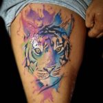 Watercolor tiger tattoo Bali