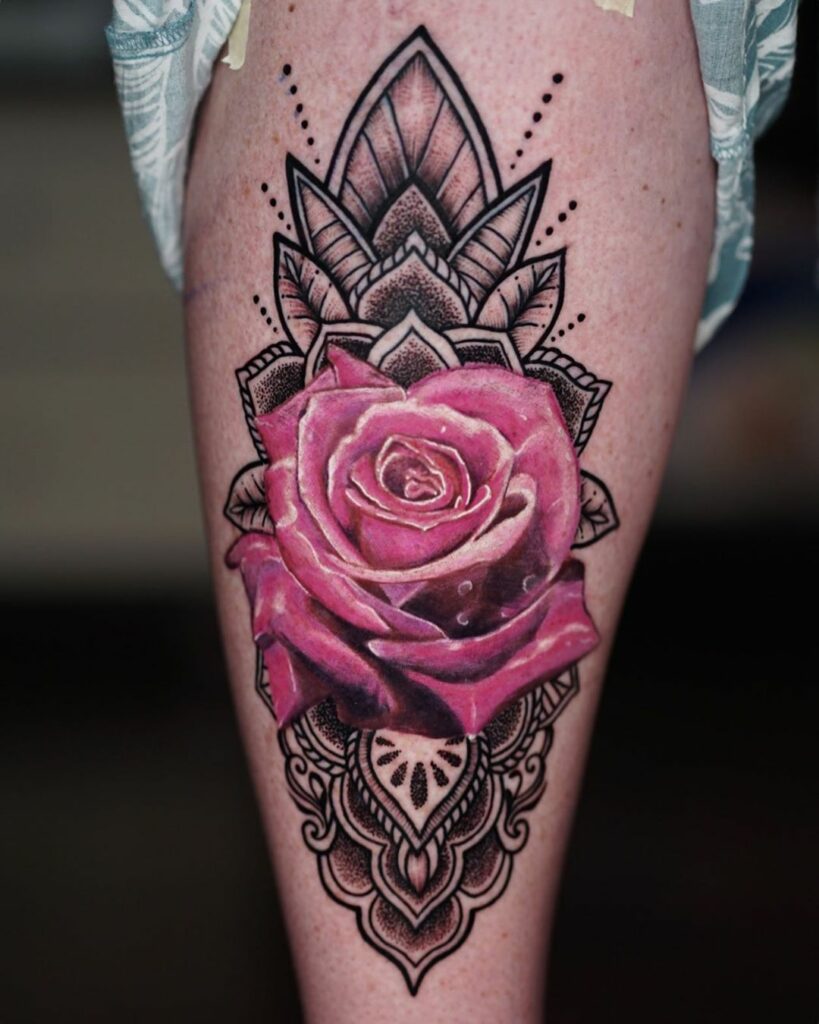 Pink Rose Tattoo by Rand Ink Bali Sept 2019