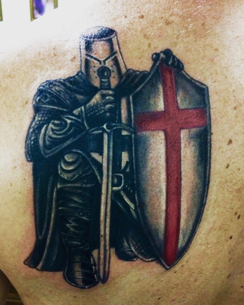 Knight tattoo by artist Tude Gumer