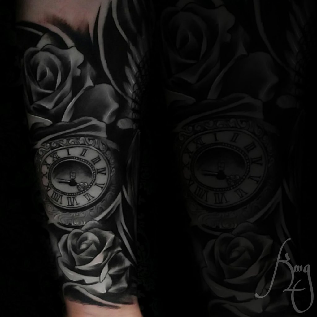 Pocketwatch clock tattoo by Komeng Inked